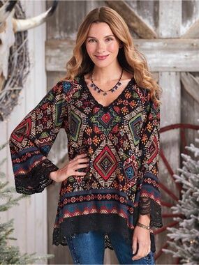 Back in the Saddle Southwest Impressions Bohemian Tunic Medium